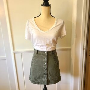 Abercrombie & Fitch Women's Olive Green Mini Skirt Button Up Size 00